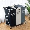 105L Laundry Hamper Sorter Basket Foldable 3 Sections with Aluminum Frame