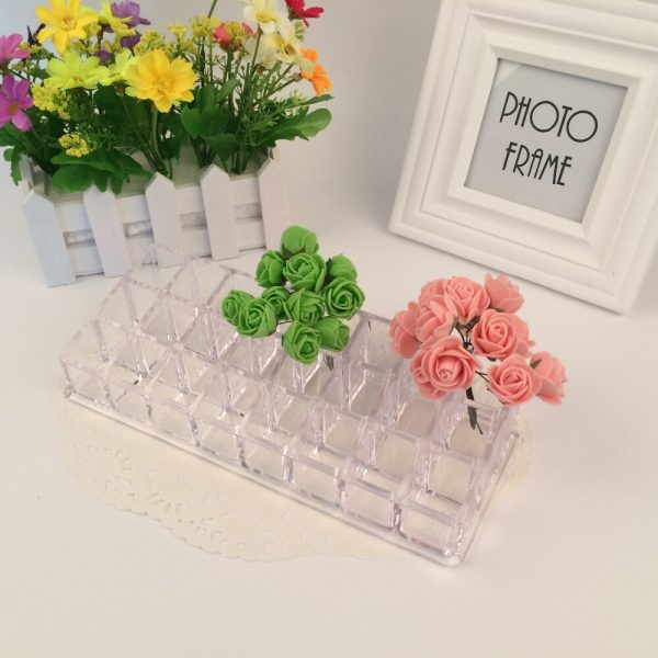 24 grid rectangle large acrylic shelf storage box makeup organizer desk