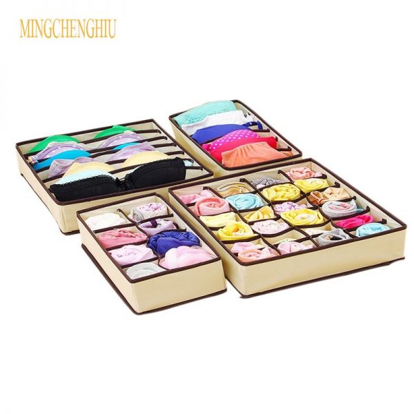 JXSLTC 4pc home Underwear Organizer storage box Foldable Drawer Closet