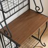 Kings Brand 5-Tier Kitchen Storage Bakers Rack - Stylish Black/Walnut Organizer for Plates, Canisters, and Freshly Baked Delights