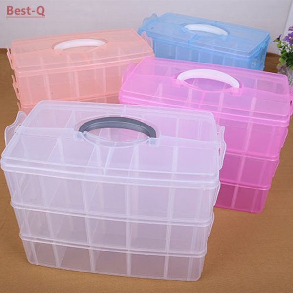 Free shipping 3 layers 30 grid removable storage box in a covered storage box