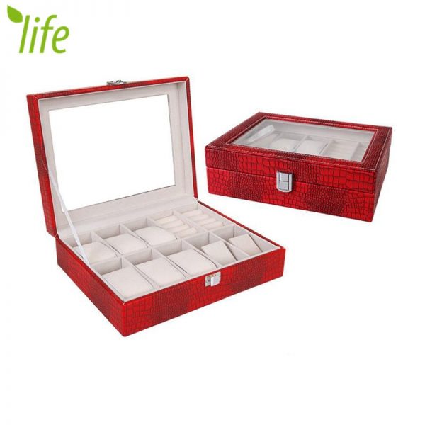 Transparent Skylight Watch Display Box 10 Grids Jewel Case Watch Storage Box