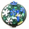 Kelvin Chen Enameled Postage Stamp Dispenser - Floral Design with 3-D Flowers and Bumble Bee, a Unique Desk Accent for Home or Office