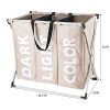Hosroome 3 Sections Laundry Hamper Laundry Baskets with Aluminum Frame