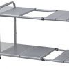 SimpleHouseware Under Sink 2 Tier Expandable Shelf Organizer Rack, Silver