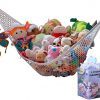 MiniOwls Toy Hammock - Hanging Net for Stuffed Animal Storage or Playroom Organization. Decorative Wall Corner Toy Storage for Kids Room. White, Large