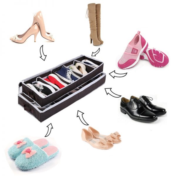 High Quality Multi-purpose Shoes Organizer Storage Shoe Case Coffee Bamboo