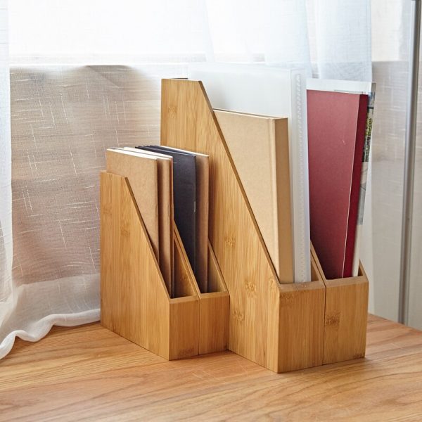 Eco-Friendly Bamboo Office File Rack: Stylish Desk Organizer and Multi-Use Decor Storage for A4/A5 Paper