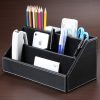 HIPSTEEN 5 Compartment PU Leather Desk Organizer Pen Business Cards