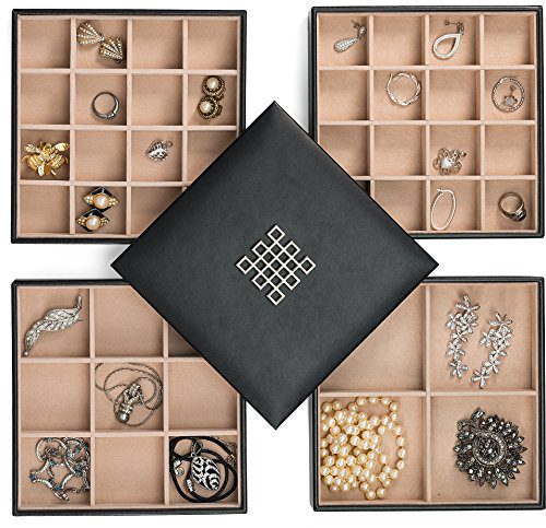 Glenor Co Earring Organizer Tray - 4 Stackable Trays Lid