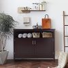Kitchen Storage Sideboard – Espresso Dining Buffet Server Cabinet with Shelf, Space-Saving Kitchen Organizer