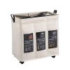 Neatorg Laundry Hamper 3 Section with Wheels Collapsible Waterproof Laundry Sorter Cart with Brake and Breathable Mesh Cover