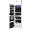 LED Jewelry Cabinet Armoire with 6 Drawers Lockable Door