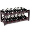 Homfa Bamboo Wine Rack 12 Bottles, 2-Tier Free Standing Stackable Tabletop Wine Bottles Display Storage Shelf for Wine Cella, Basement, Cabinet, Closet, Dark Brown