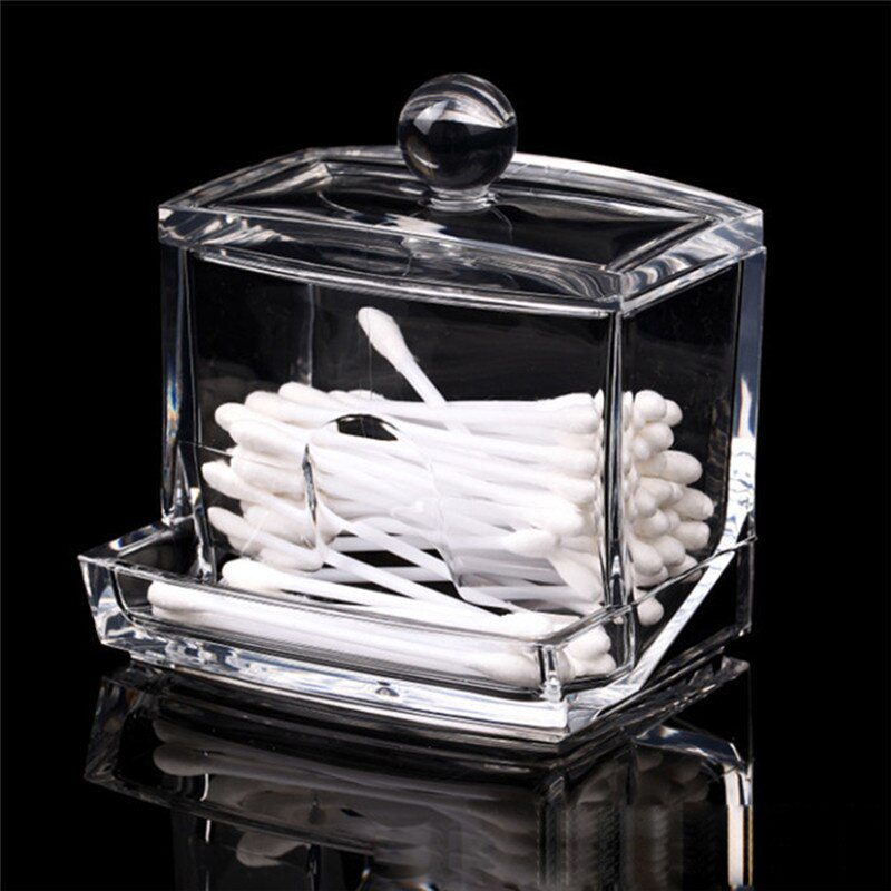 Clear Cotton Swabs Box Plastic Holder Cotton Swabs Stick Storage Box Case Cosmetic Makeup Organizer Women Storage Box 1 Piece