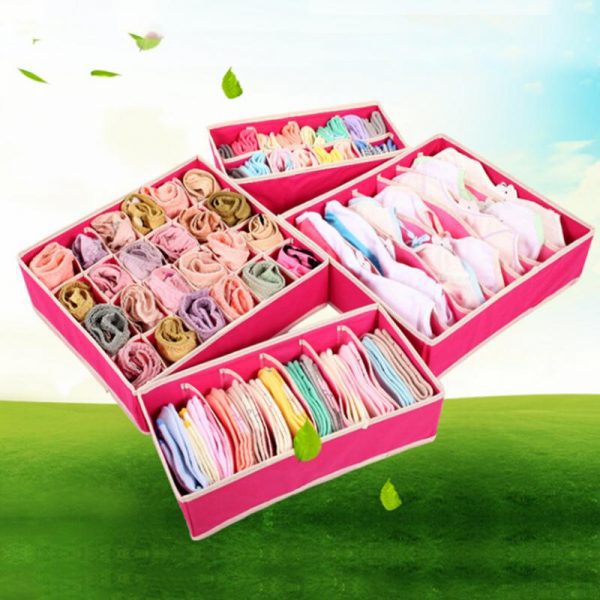 4pcs/Set Bra Underwear Sock Ties Drawer Divider Closet Organizer Storage Box