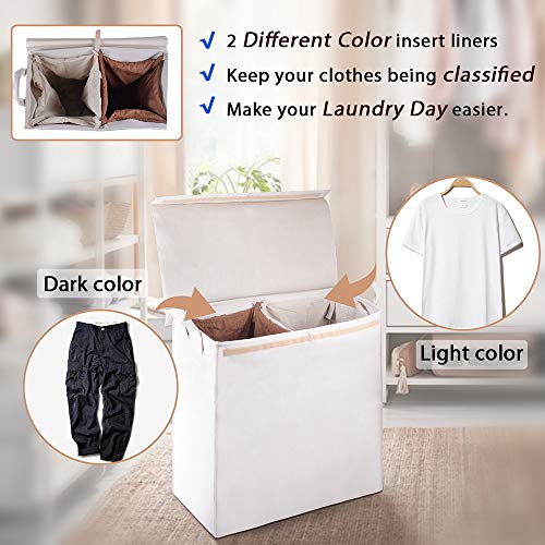 MCleanPin Collapsible Double Laundry Hamper with 2 Sorting Liners