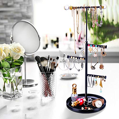 Keebofly Jewelry Tree Stand Organizer - Metal Necklace Organizer Display
