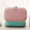 Candy Color PU Jewelry Storage Box Luxury Jewel Case With Mirror Leather