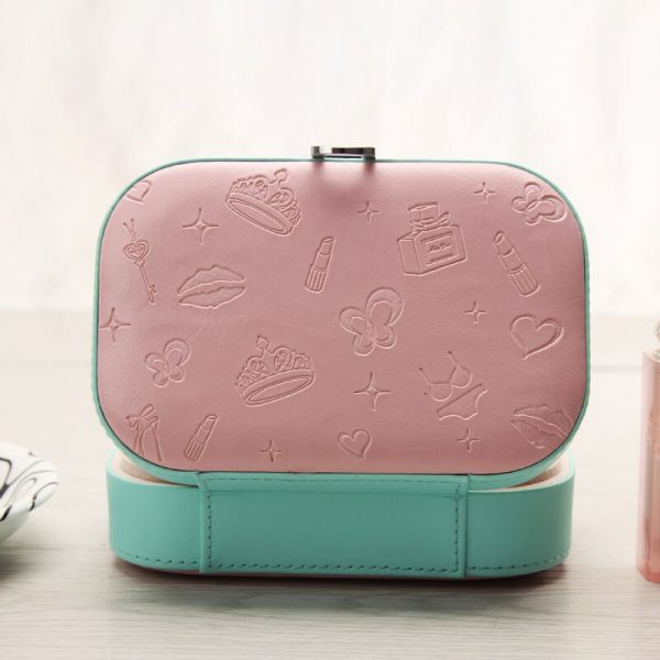 Candy Color PU Jewelry Storage Box Luxury Jewel Case With Mirror Leather