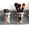 Rustic Mason Jar Bathroom Organizer – Wall-Mounted Storage Rack for Toothbrushes, Makeup & More (Handmade & Distressed)
