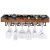 brightmaison Wall Mounted Walnut Stained Wood Wine Stem Rack