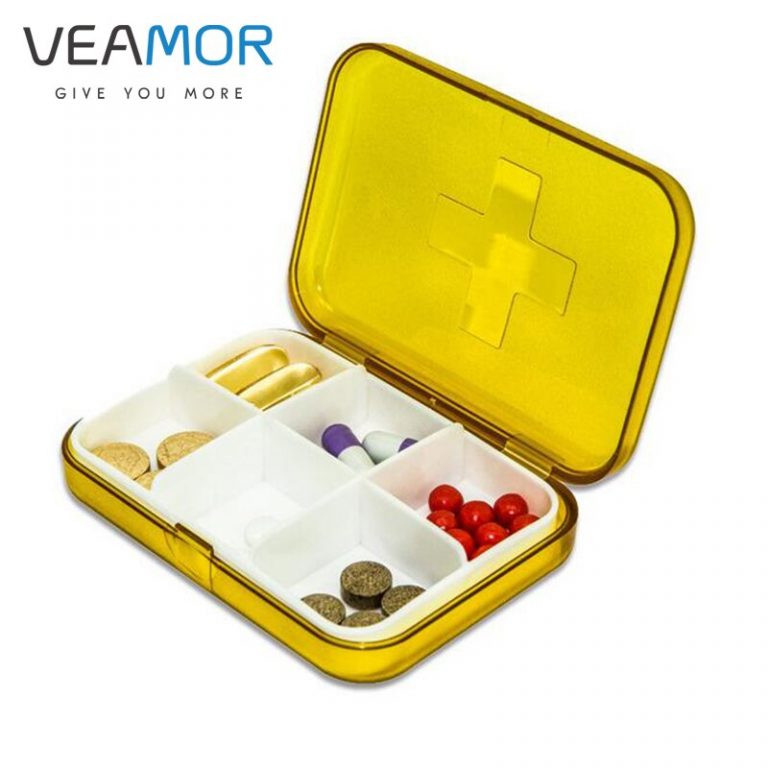 VEAMOR 4pcs/set Mini Medical Kit Storage Boxes Plastic Portable Four/Six Grids Storage Box Buckle Design Storage Boxes WB1469