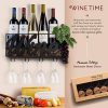 Anna Stay Wall Mounted Wine Rack - Bottle & Glass Holder with Cork Storage