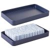 mDesign Modern Decorative Metal Guest Hand Towel Storage Tray Dispenser, Sturdy Holder for Disposable Paper Napkins - Bathroom Vanity Countertop Organization - 2 Pack - Matte Navy Blue