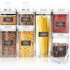 Shazo Airtight Container Set for Food Storage - 7 Piece Set + 18 Chalkboard Labels & Marker - Heavy Duty BPA Free Plastic - Airtight Storage Plastic w/White Interchangeable Easy Lock Lids (UPDATED)