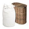 Seville Classics Handwoven Oval Double Laundry Hamper, Original 18-Inch, Mocha
