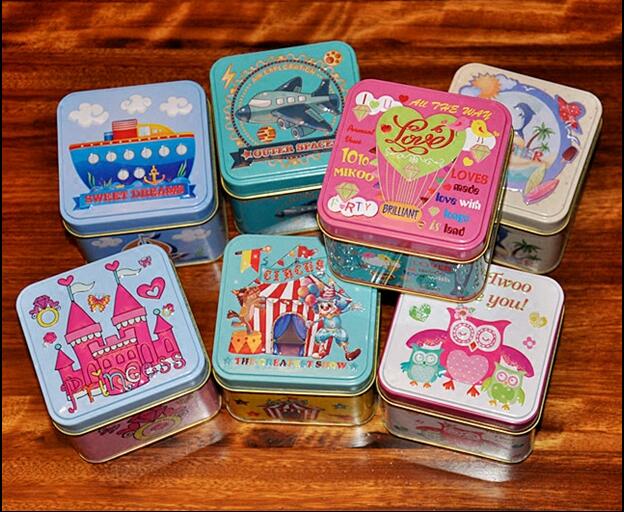 Cartoon 3D Candy Iron Box Jewelry Coins Small Storage Box Jars Metal Square
