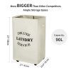 WOWLIVE Large Rolling Laundry Hamper Basket Wheels Durable Dirty Clothes