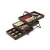 Three-Tier Jewelry Tray With Three Sliding Linen Lined Wood Trays