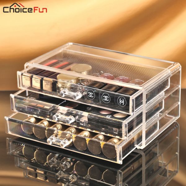 CHOICE FUN Simple 3 Drawers Women Transparent Storage Box Acrylic Make Up