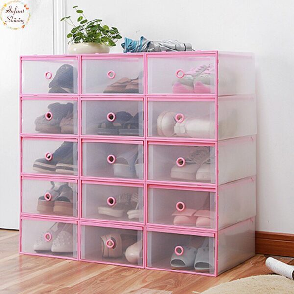 4PCS Shoes Wrapped Plastic Storage Box Drawer Type Transparent Plastic Shoes Box Drawer Storage