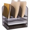 Stylish Desk File Organizer -"Zero" Assembly - 33% More Space - Perfect for Desktop Paper, Inbox Tray, sorter - Black Wire Mesh