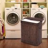 SONGMICS Folding Laundry Basket with Lid Handles and Removable Liner