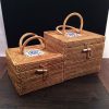 vintage cosmetic jewelry box makeup organizer rattan boxes