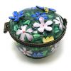 Kelvin Chen Enameled Postage Stamp Dispenser - Floral Design with 3-D Flowers and Bumble Bee, a Unique Desk Accent for Home or Office