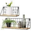 Wall Mounted Floating Shelves Set of 2 Rustic Metal Wire Storage Shelves
