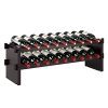Homfa 18 Bottle Stackable Wine Rack - (33.7" X 9.4" X 11.2") 100% Natural Bamboo 2-Tier Wood Wine Display Rack Free Standing Countertop Bottles Storage Shelf，Retro Color