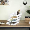 MyGift 4-Tier Collapsible & Expandable Vintage White Wood Document Tray