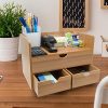 Sorbus 3-Tier Bamboo Shelf Organizer for Desk with Drawers