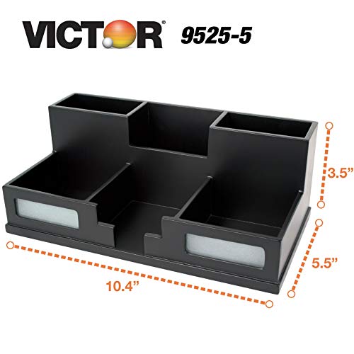 Victor Wood Desk Organizer with Smart Phone Holder, Midnight Black, 9525-5