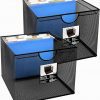 Neat Life Mesh Office File Organizer Storage Box with Side Hanging Rails – Black (2 Pack)