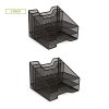 Mind Reader 2MESHBOX5-BLK Mesh Desk Organizer 5 Trays Desktop Document Letter Tray for Folders, Mail, Stationary, Desk Accessories, 2 Pack, Black