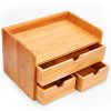 100% Natural Bamboo Wood Shelf Organizer for Desk with Drawers