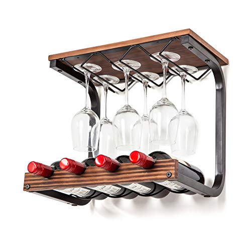 Soduku Wine Rack Wall Mounted Handmade Metal & Wood Wine Countertop