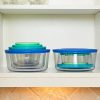 Anchor Hocking Classic Glass Food Storage Containers with Lids, Mixed Blue